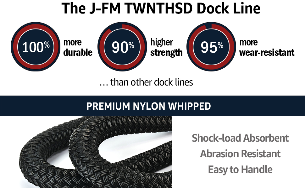 JFM TWNTHSD Dock Lines 5/8" x 50' Double Braided Nylon