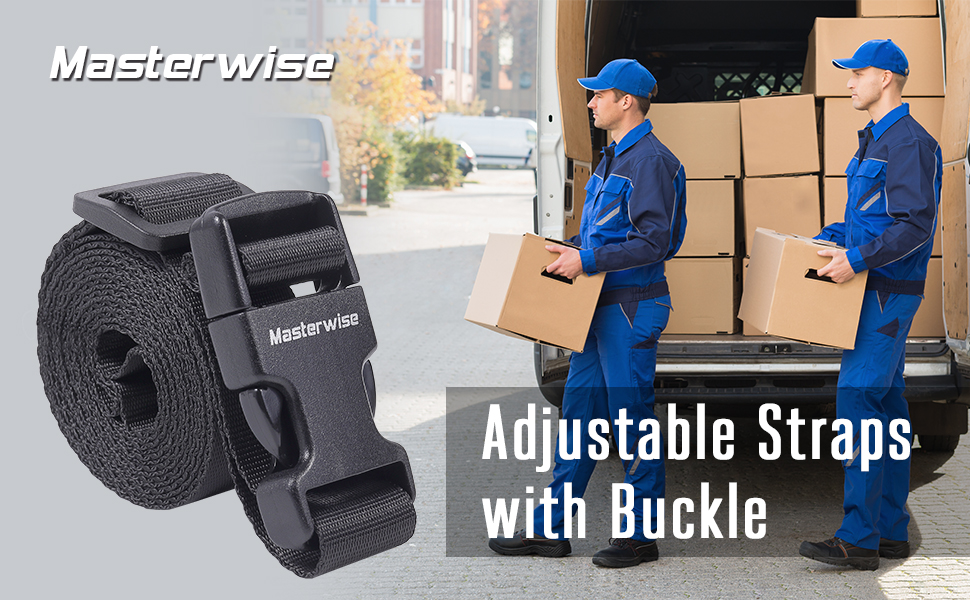 Masterwise Buckle Straps with Clips, Adjustable Nylon Straps with Buckle, Packing