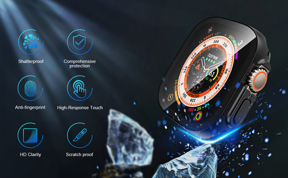 TAURI 2 Pack Hard Case for Apple Watch Ultra/Ultra 2 49mm, Builtin