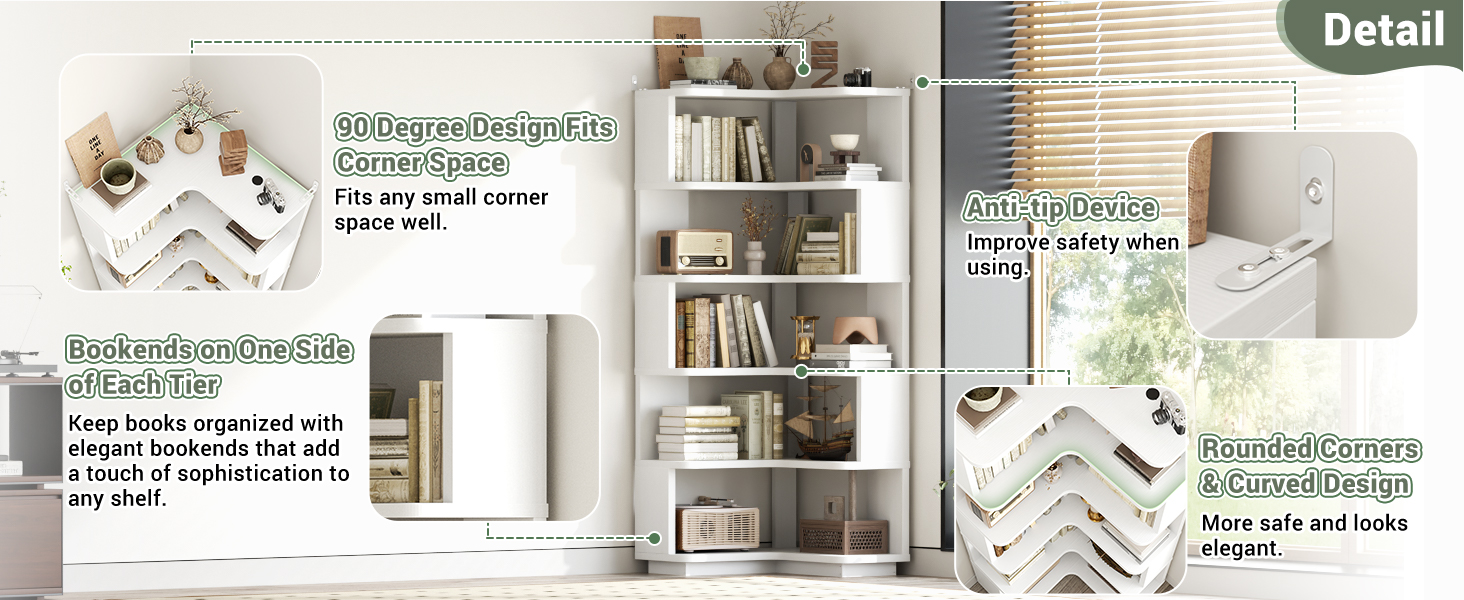 Corner Book Shelf White Bookshelf Bookcase Bookcases and Bookshelves Display Shelf