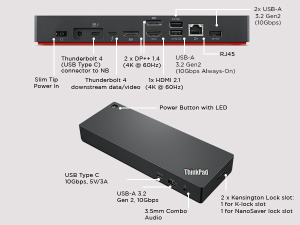 Amazon.com: Lenovo ThinkPad Universal Thunderbolt 4 Dock, 4
