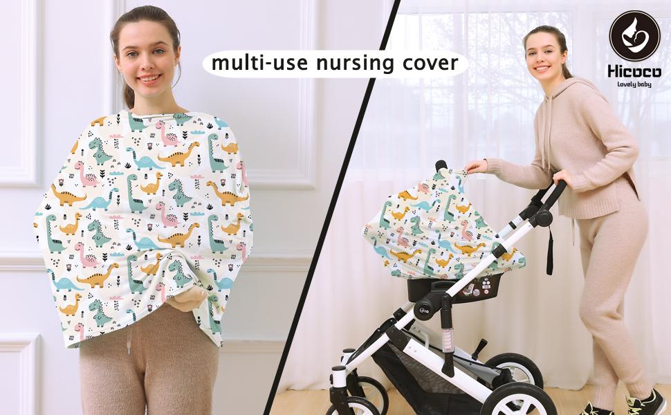 multi-use nursing cover - colorful dinosaur print