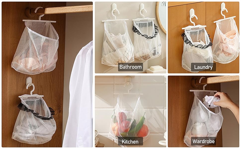 ORIJOYNA 2 Pack Reusable Clothespin Bag with Hanger Hanging Storage