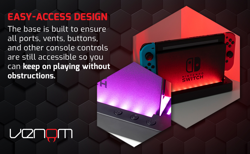 Venom Console Stand with Multicolor LED Light (Nintendo
