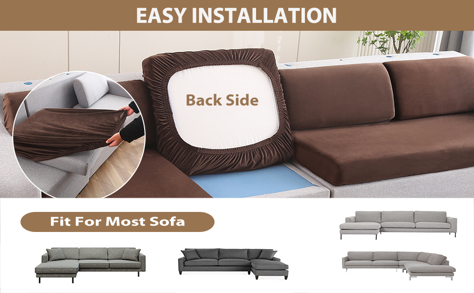 NeColorLife Velvet Sectional Sofa Cover Universal Couch