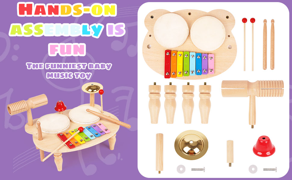 Kids Drum Set for Toddlers Baby Montessori Music