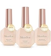 MelodySusie No Wipe Glossy Top Coat Base Coat Builder Gel Set Long Lasting Shine Finish Soak Off ...