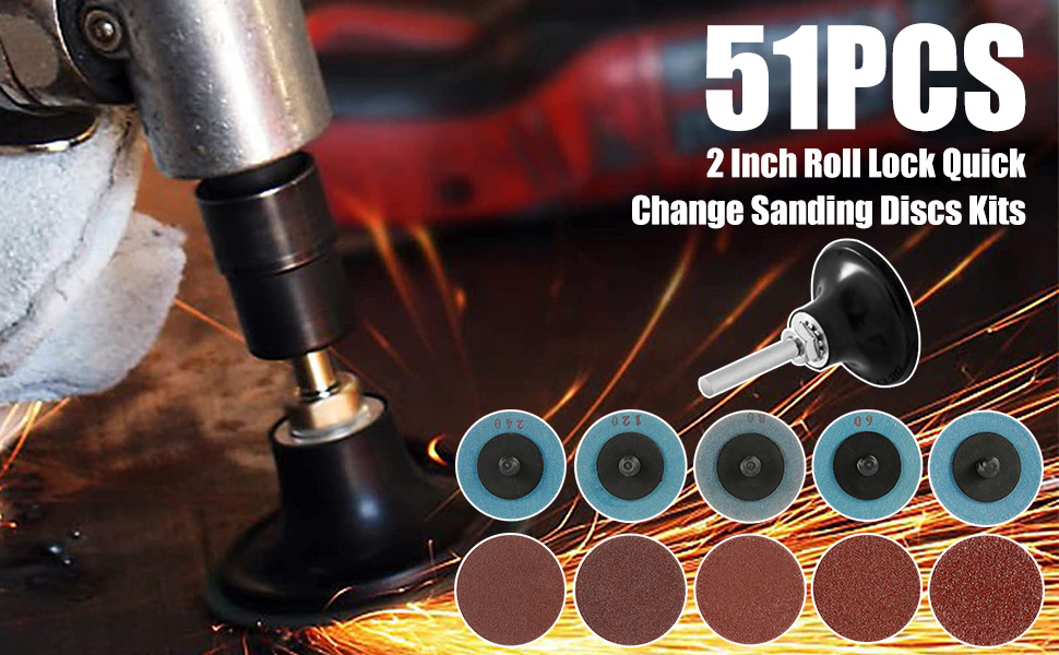51Piece 2 Inch Quick Change Sanding Discs Kits Surface Conditioning Sanding Disc Pads with Disc
