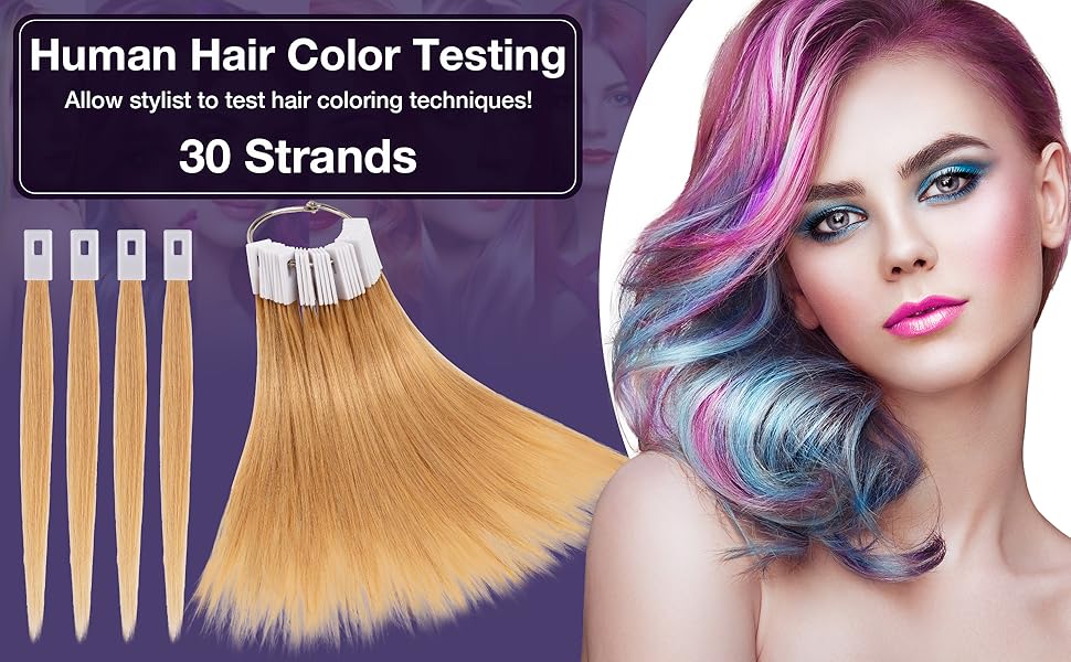 Noverlife 30PCS 9" Real Human Hair Swatches Testing Color