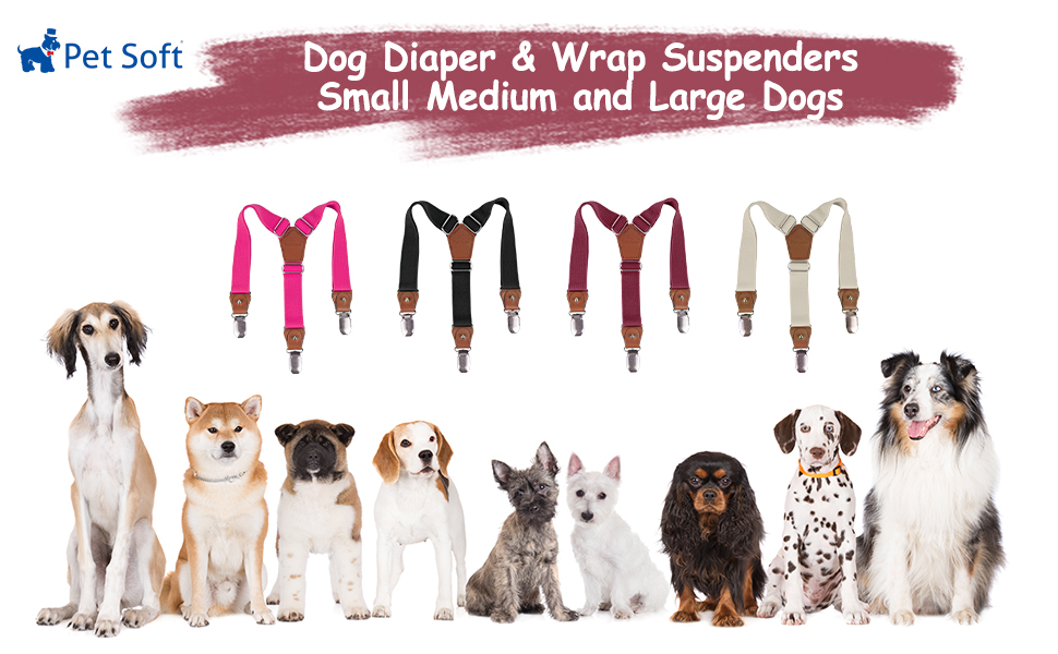 Pet Soft Dog Nappy Suspenders, 2Pcs Dog Diaper Suspenders for Bitches