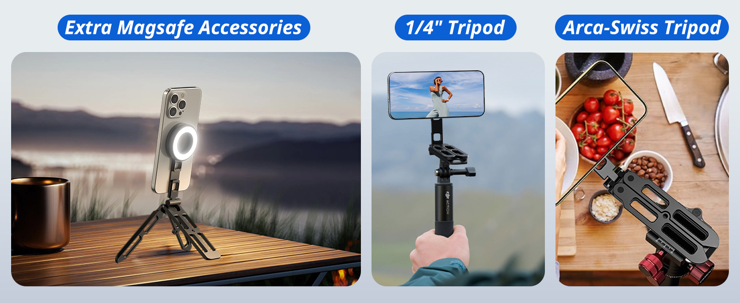 Magsafe Tripod Mount Arca-Swiss,1/4" Screw Hole,Cold Shoe