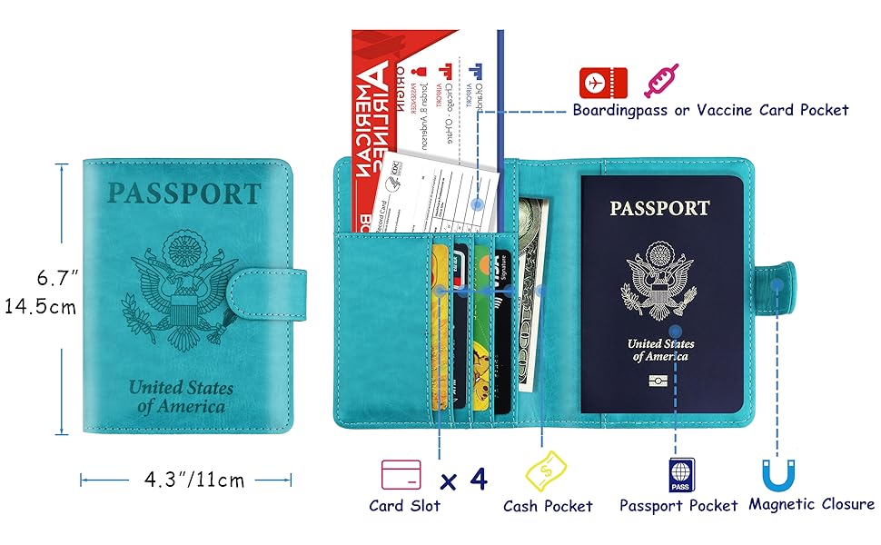 TOURSUIT RFID Passport and Vaccine Card Holder Combo