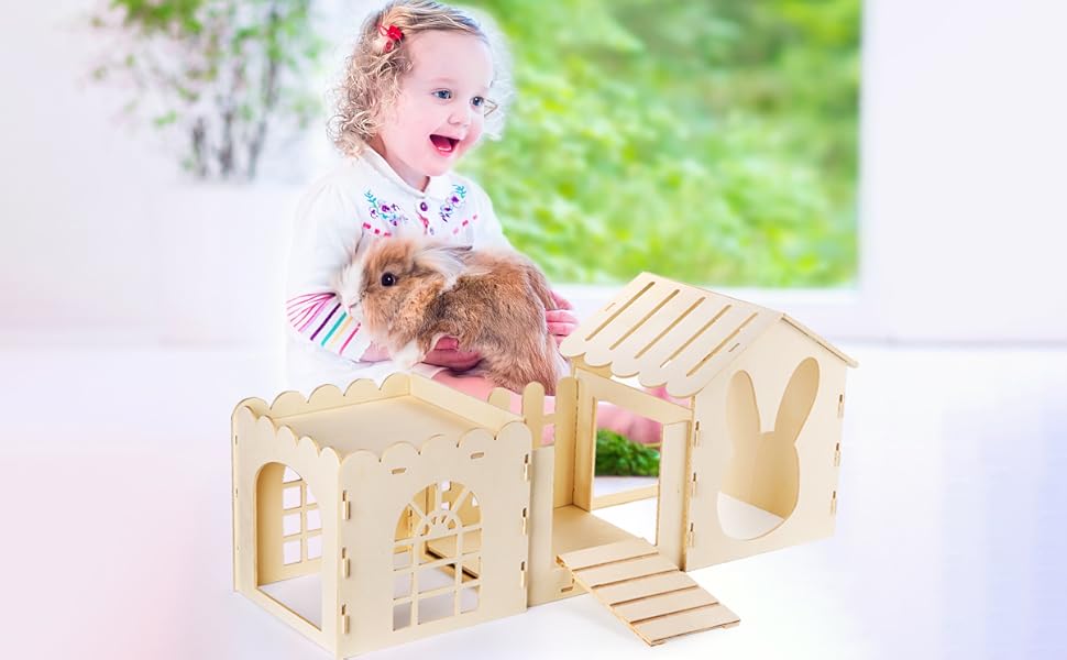 Large Rabbit Castle Wooden Bunny Houses and Hideouts Luxurious Smworldnet027 Animal Hideaway Playhouse