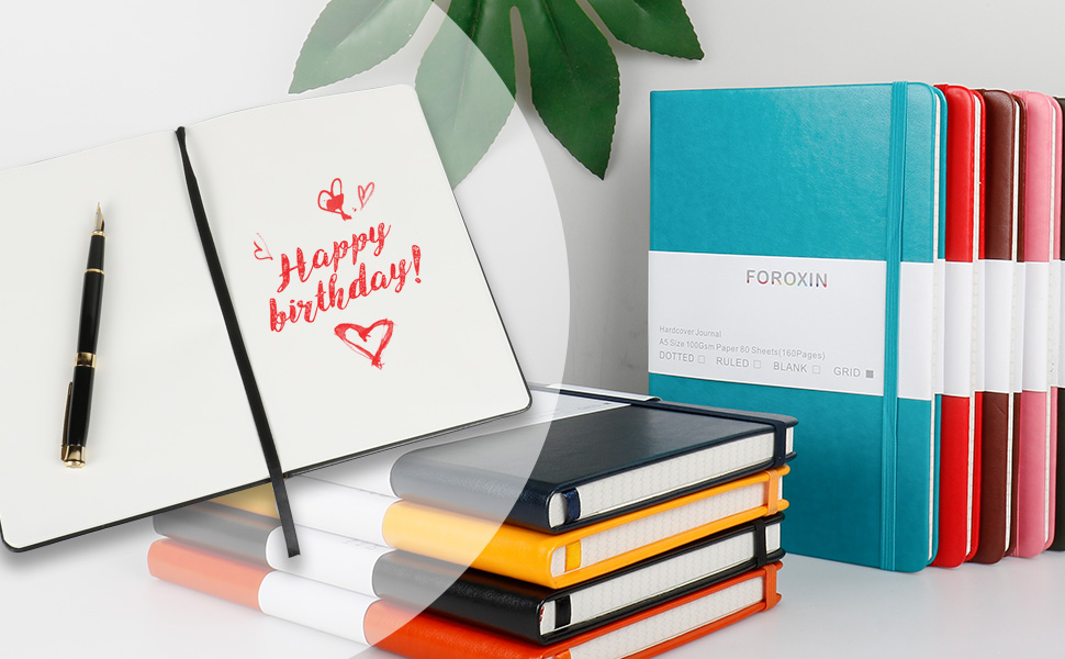 foroxin Blank Journal Notebook, (Black), 160 Pages, Medium