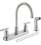 Cinwiny Kitchen Faucets, High Arc 360°Rotating Spout Kitchen Sink Faucet 2 Handle 8 Inch Centerse...