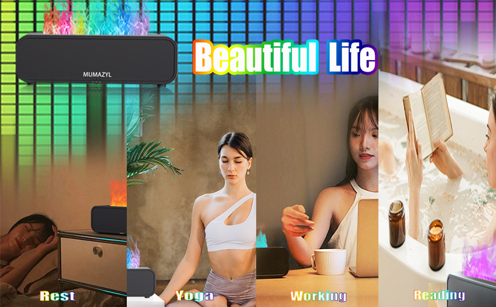 Music Sync Colorful Flame Essential Oil Diffuser