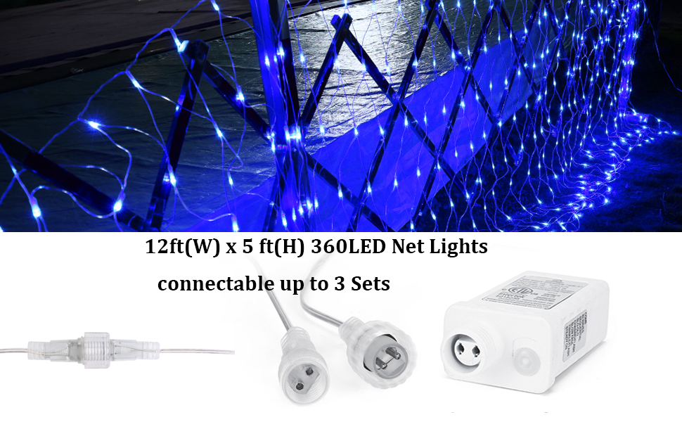 Joomer 12ft x 5ft 360 LED Christmas Net Lights, 8 Modes Bush Mesh