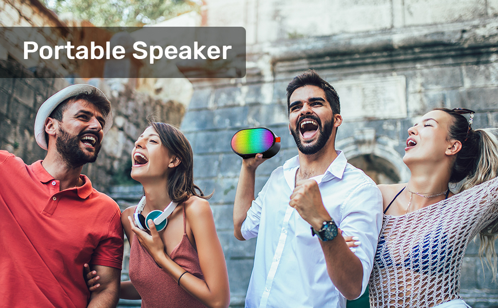 PUNKWOLF Bluetooth Speakers, Wireless Portable Speaker with RGB Lights, Compact Size, Dual Pairing