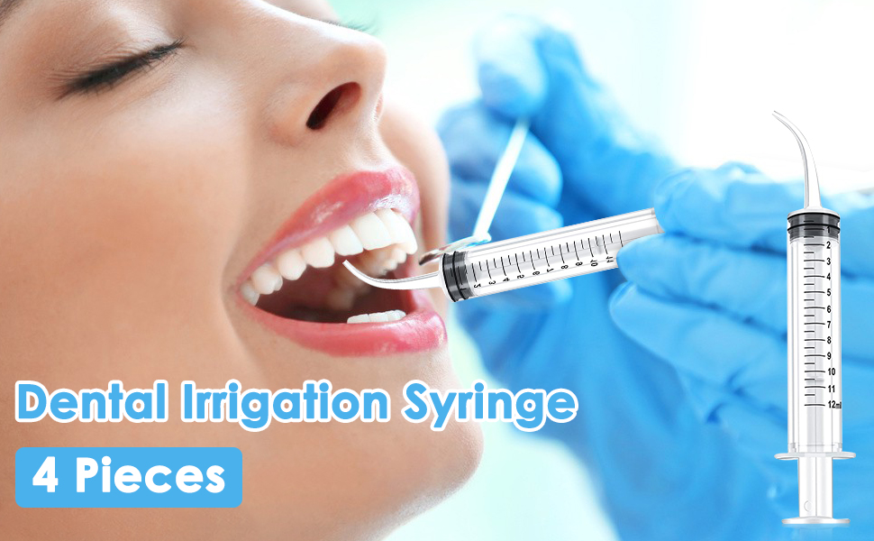 4 PCS Dental Irrigation Syringe 12cc Dental Syringe Disposable