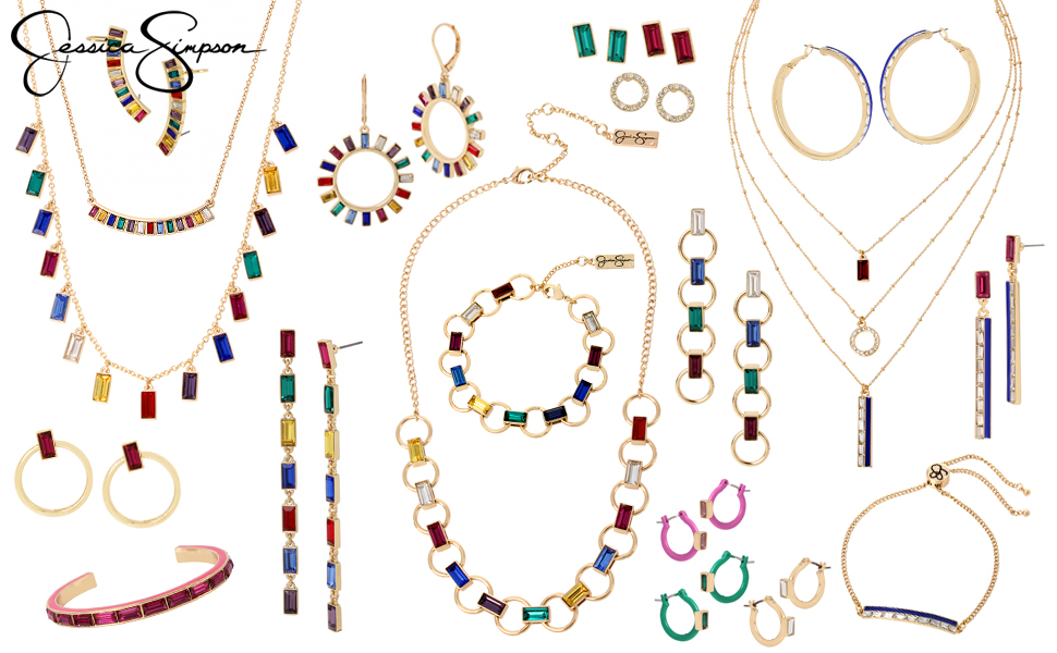 Jessica Simpson Baguette Crawlers,MULTI,374770GLD966 6 Jessica Simpson electric preppy jewelry collection