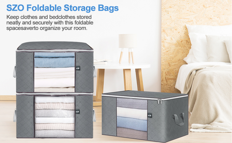 90L Large Storage Bags 6 Pack, Clothes Storage Bins