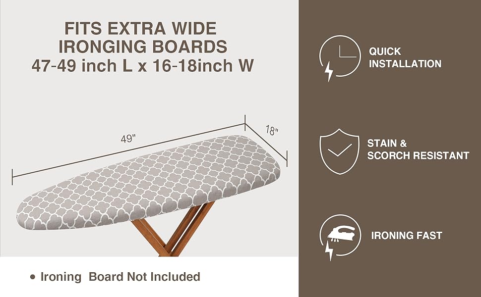 SUNKLOOF Extra Wide Ironing Board Cover and Pad,18X49