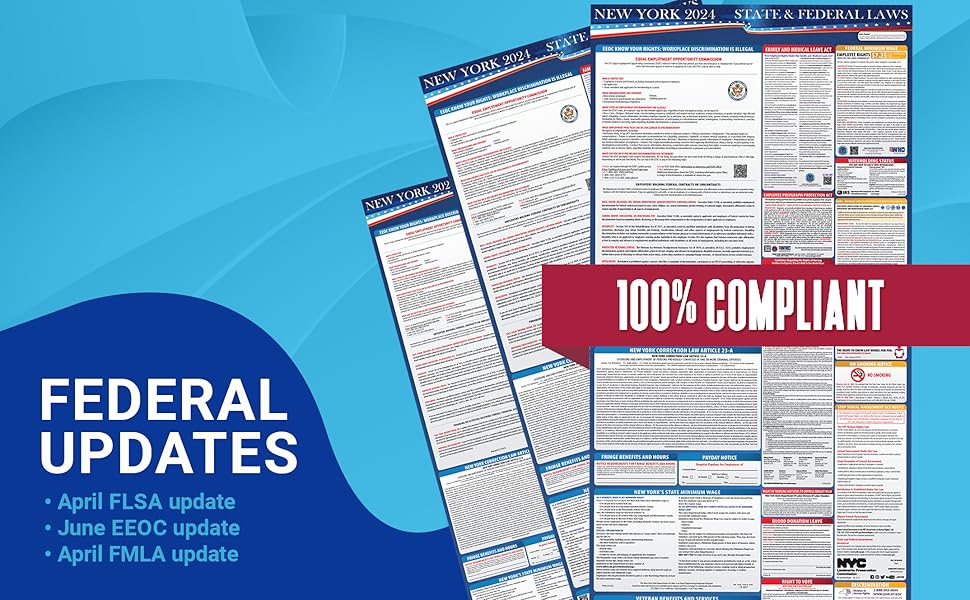 2024 New York State and Federal Labor Laws Poster OSHA
