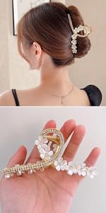 hair clips flower rhinestone claw clips