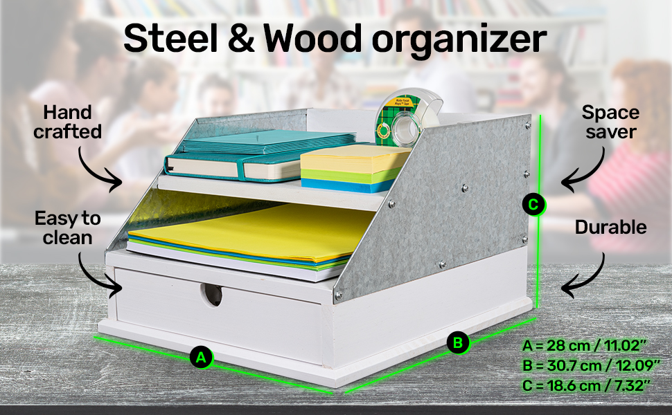 Steel and wood organizer
