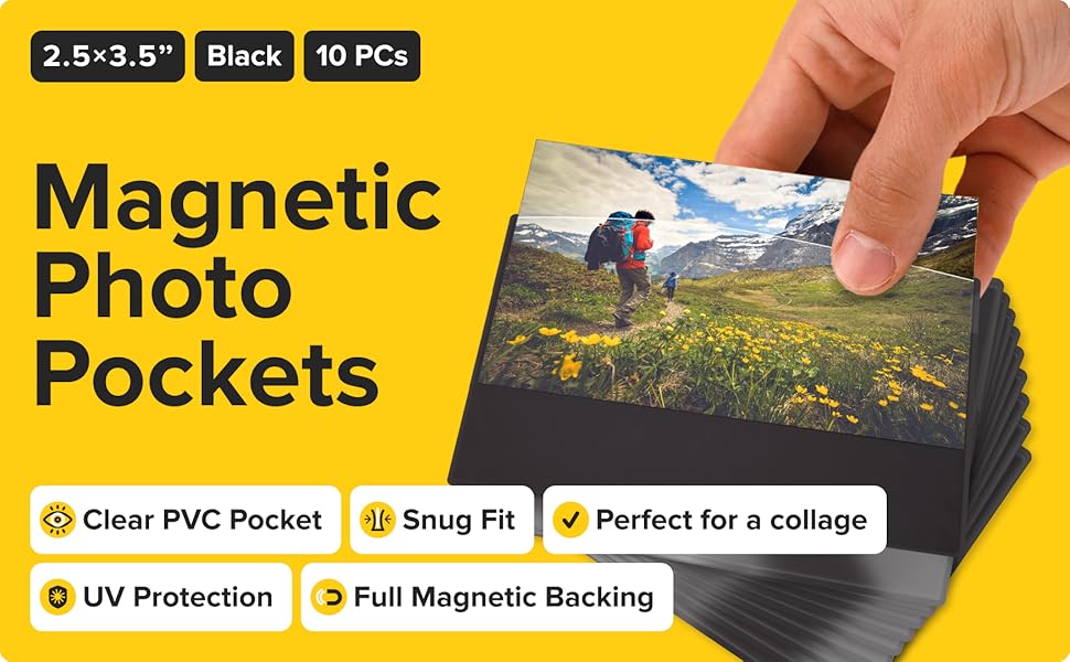 Picture Frames for Refrigerator, Black, Holds 2