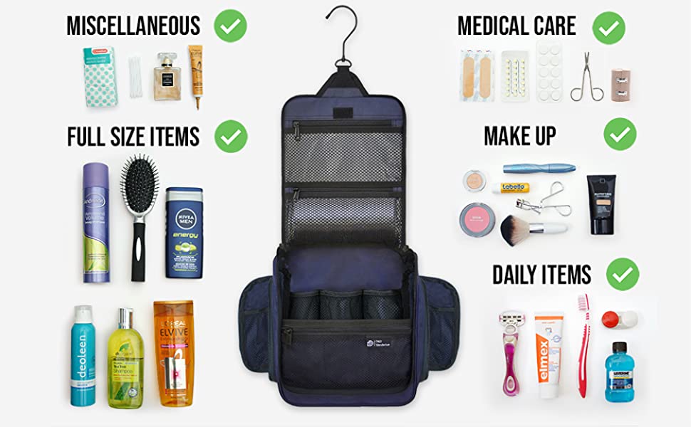 D&D Hanging Toiletry Bag for Men and Women | Perfect Travel Kit for Makeup, Toiletries and Cosmetics | Free eBook 15 D&D hanging wash bag washbag for men travel toiletries for men large wash bag large toiletry bag