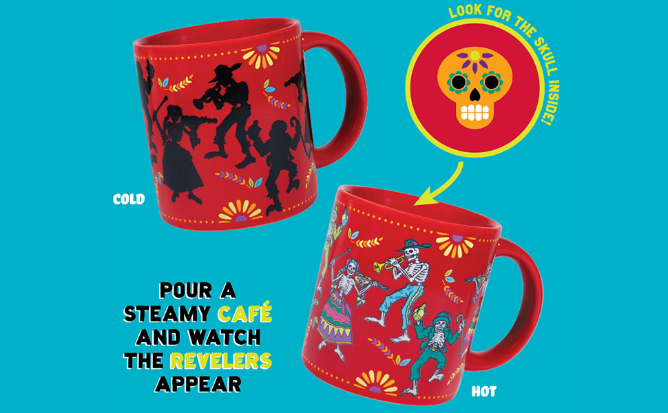 Day of the Dead Mug Changing Showing the Skull Inside the Mug