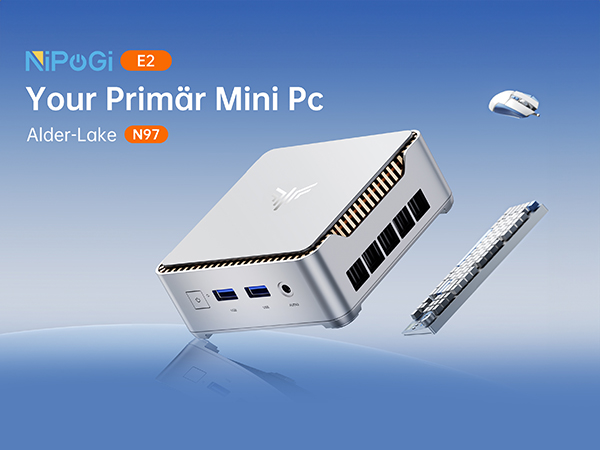NIPOGI E2 ミニPC Intel Alder Lake-N97 Mini PC NiPoGi E2 Intel N97, 16 GB RAM, 1 TB SSD, W11 Pro