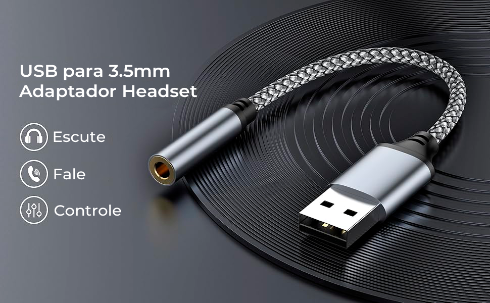 Adaptador Headset USB para 3.5mm