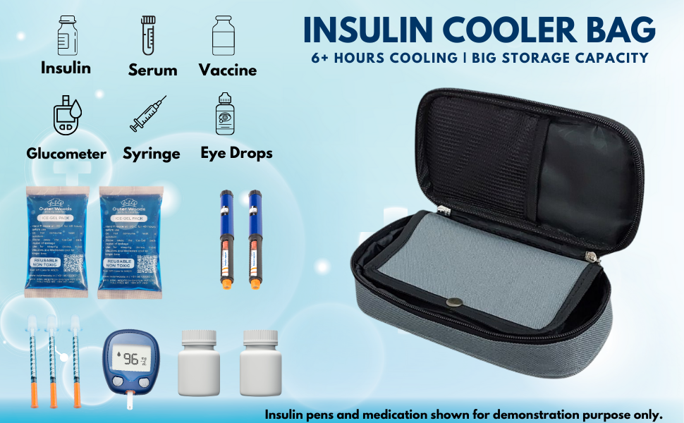 Outer Woods Insulin Cooler Bag Grey