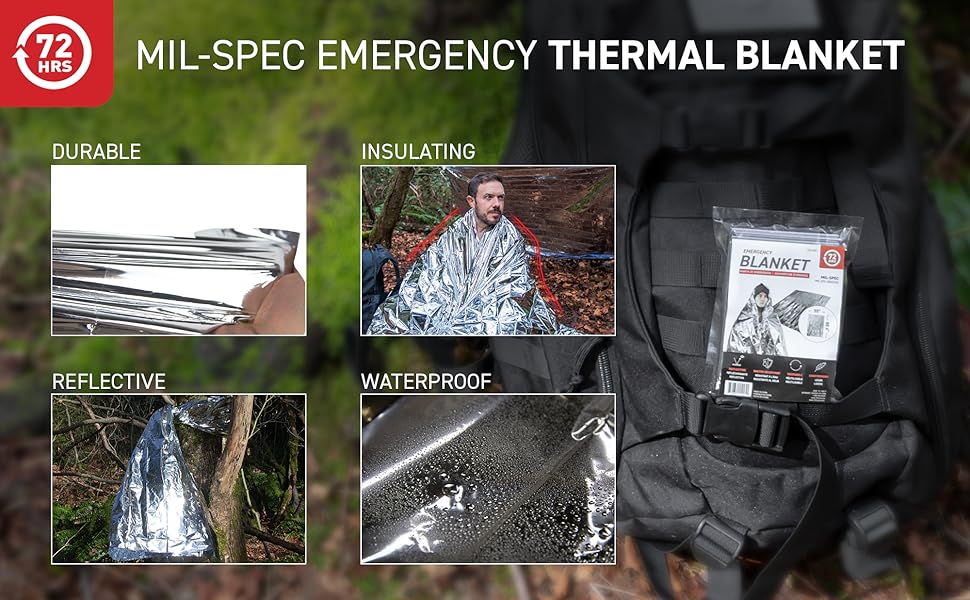 72 HRS MILSPEC Emergency Space Blankets Mylar Survival