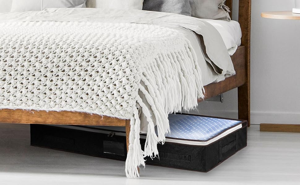 wsryx 4 Pack Under Bed Storage Box With Lid, Large Under The Bed Clothes Bags Organiser Boxes