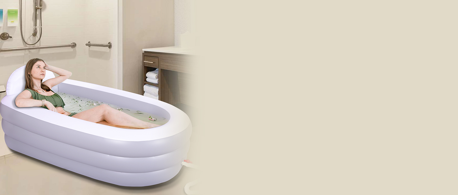 Inflatable Bathtub for adults, 65"×34"×28" Foldable Portable Bathtub, Blow UP Bath Tub with