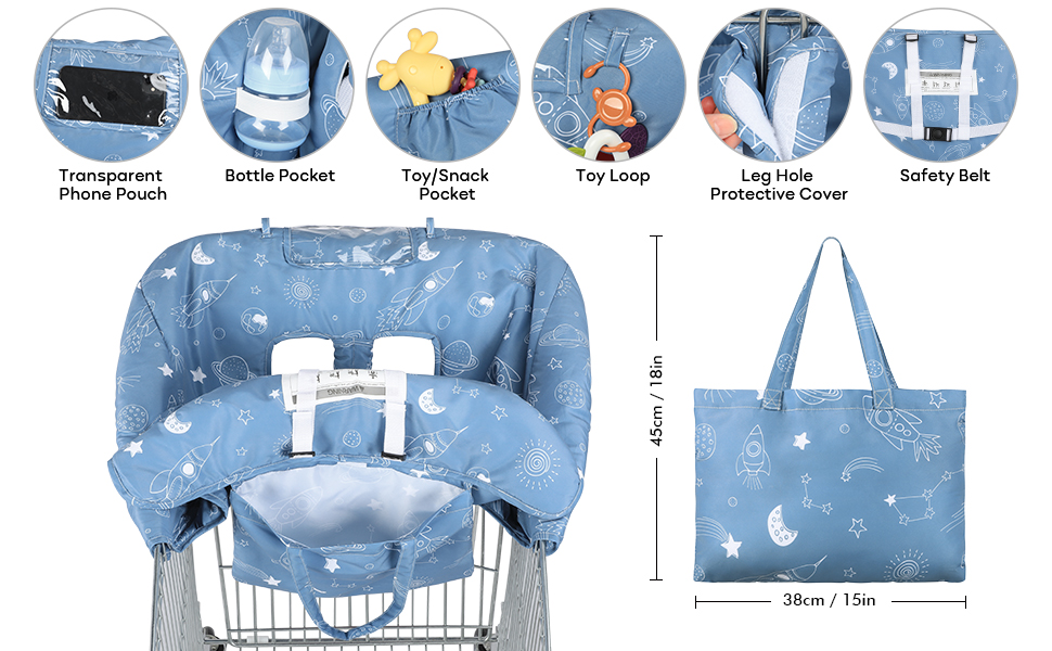 Yoofoss Shopping Cart Cover for Baby, 2in1 High Chair