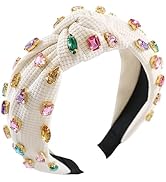Gmmidea Jeweled Knotted Headband for Women Girls Sparkly Crystal Rhinestone Headband Wide Top Kno...