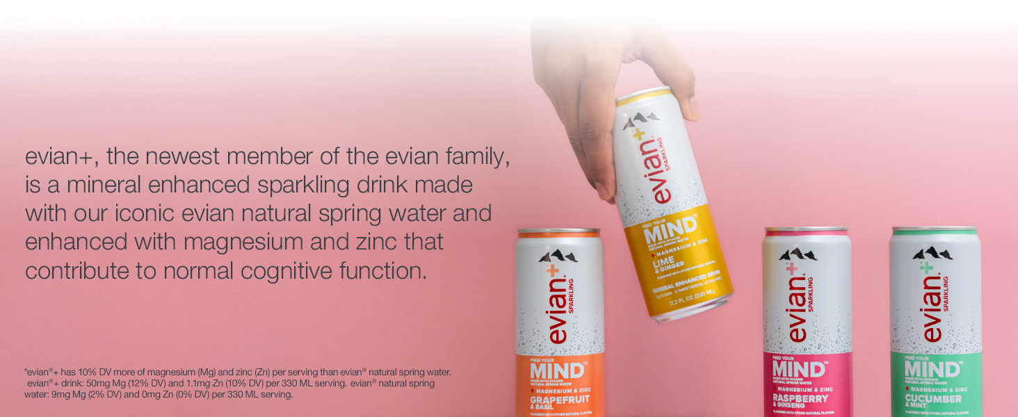 evian+ Sparkling Mineral Enhanced Drink Enhanced with