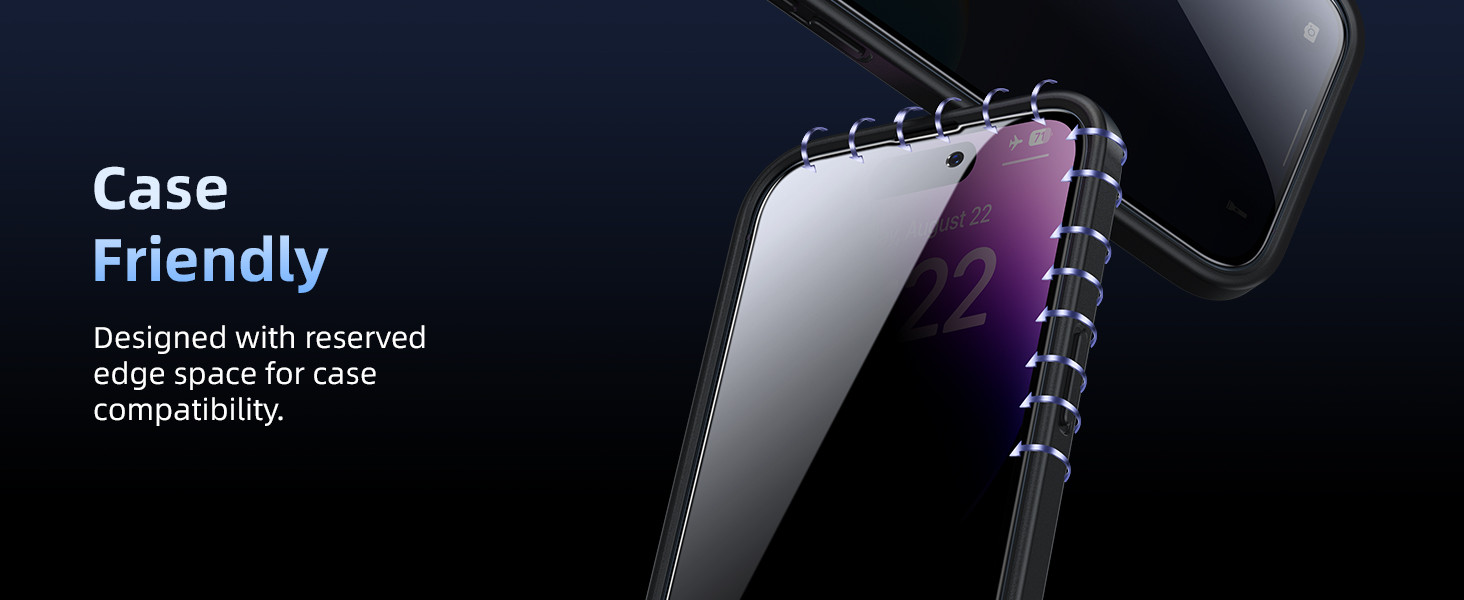 case friendly designed with reserved edge space for case compatibility