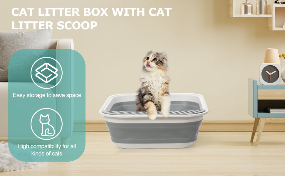 Foldable Cat Litter Box with Fashion Cat Litter Scoop