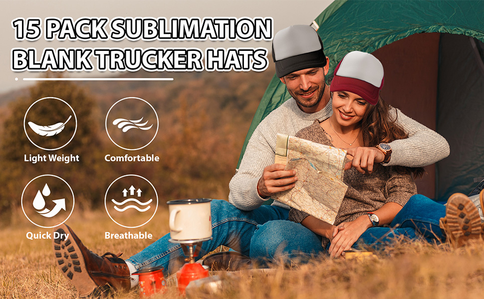 LYDTICK 15 Pack Sublimation Blanks Trucker Hats Bulk Bulk Wholesale Mesh Baseball Cap