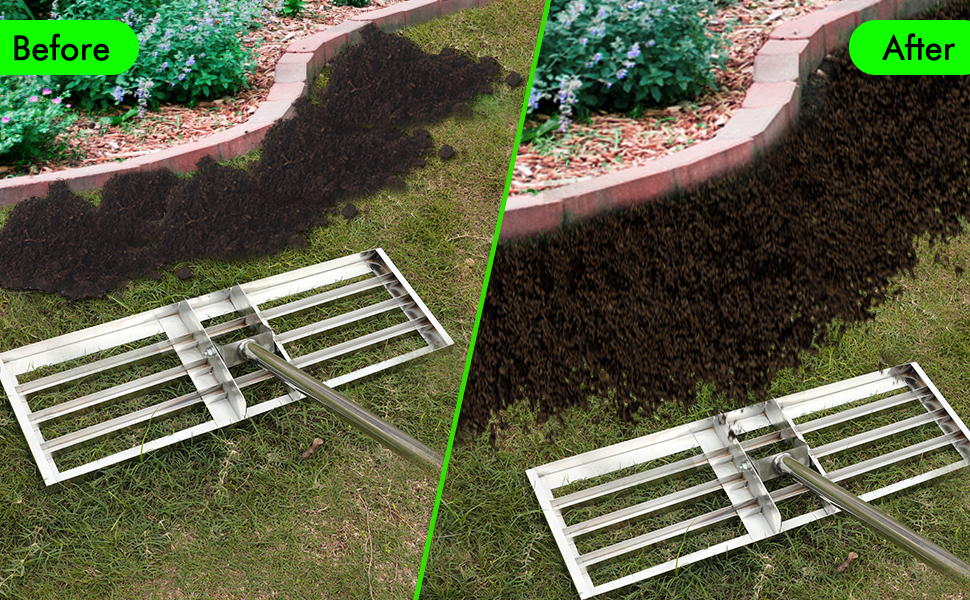 Rastrillo de nivel de césped de Denforste