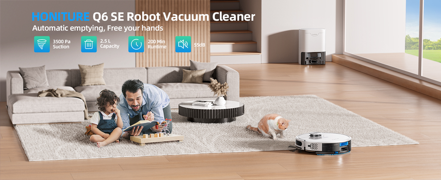 HONITURE Robot Vacuum Cleaner with Mop, 3500pa Robot Hoover with Lidar Navigation, Multi Floor