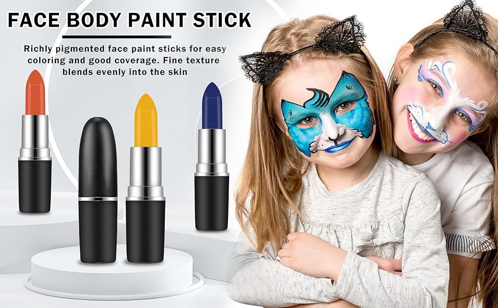 yellow face paint blue face paint orange face paint sticks clown makeup eye black baseball softball