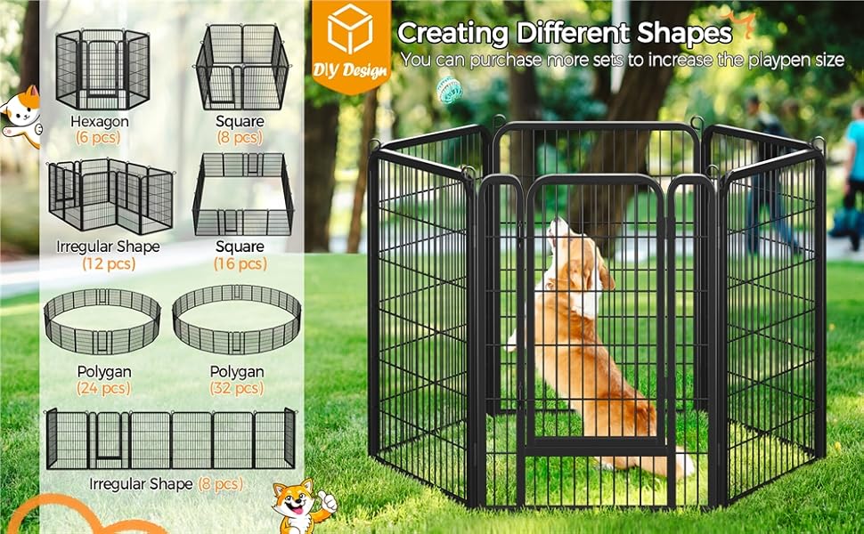 Yaheetech Standard Dog Playpen Outdoor, 6 Panel 100cm Dog Fence Pet