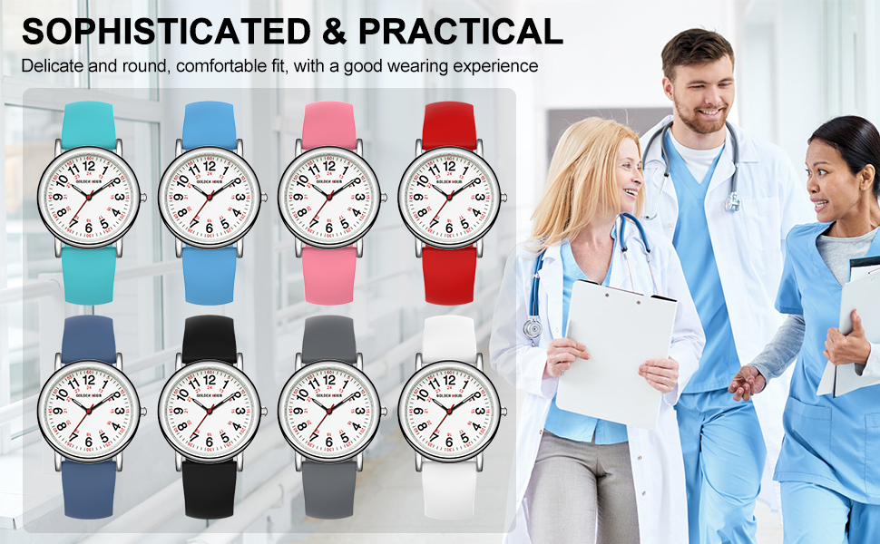GOLDEN HOUR Waterproof Nurse Watch for Medical Professionals, Students