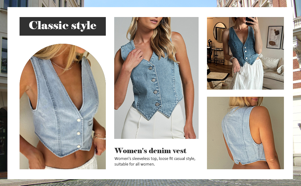 Amazon.com: Giraropa Women Cropped Denim Vest Top Y2k V Neck